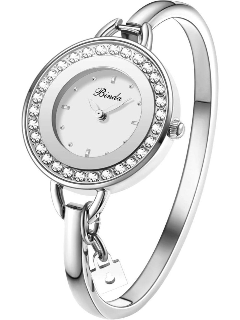 Binda Women's Silver Quartz Stainless Steel Bracelet Elegant Dial Round Watch